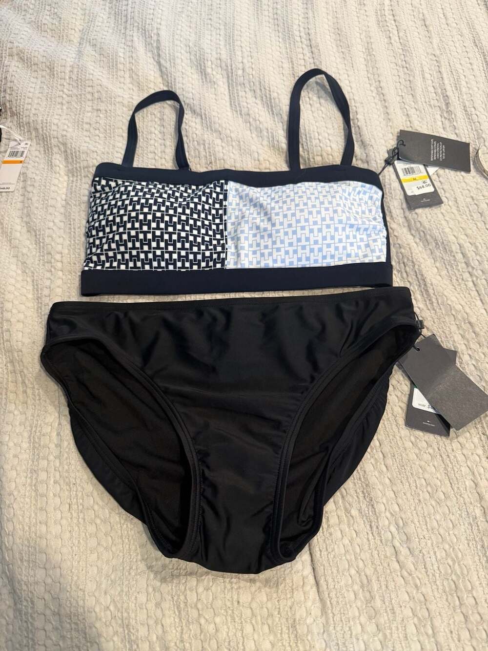 Tommy Hilfiger Women's Monogram Colorblock Bikini Set with Removable Soft Cups